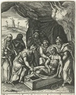 Graflegging van Christus by Adriaen Collaert