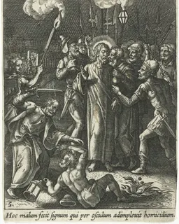 Judaskus en arrestatie van Christus by Adriaen Collaert