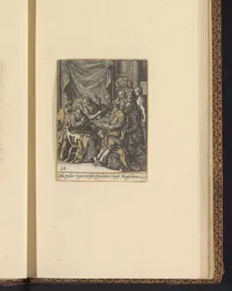 Maria Magdalena zalft de voeten van Christus by Adriaen Collaert