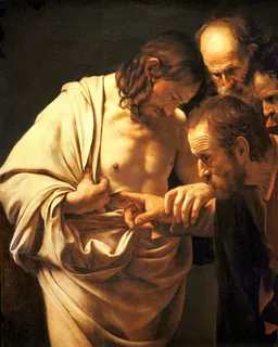 The Incredulity of Saint Thomas by Michelangelo Merisi da Caravaggio