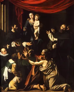 Madonna of the Rosary by Michelangelo Merisi da Caravaggio
