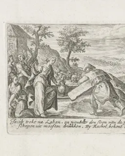 De ontmoeting van Jakob en Rachel bij de waterput by Crispijn van de Passe
