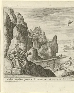 Elia gevoed door raven by Crispijn van de Passe