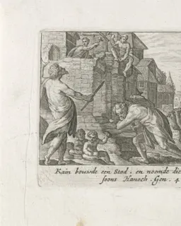 Kaïn bouwt de stad Henoch by Crispijn van de Passe