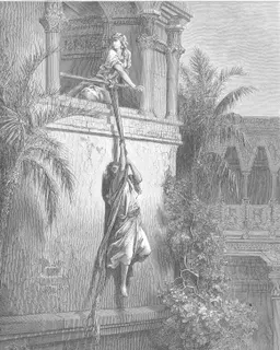 David Escapes through a Window by Gustave Doré
