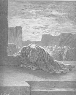 Ezra Kneels in Prayer by Gustave Doré