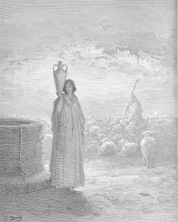 Jacob Tends Laban's Flocks and Meets Rachel by Gustave Doré
