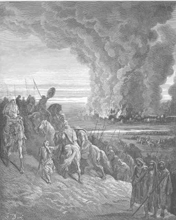 Joshua Burns the Town of Ai by Gustave Doré