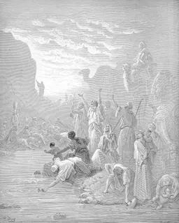 Moses Strikes the Rock at Horeb by Gustave Doré