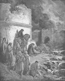 Nehemiah Views the Ruins of Jerusalem's Walls by Gustave Doré