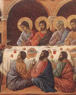 Appearance While the Apostles are at Table by Duccio di Buoninsegna