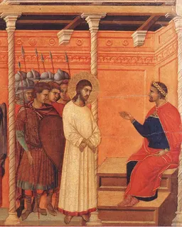 Christ before Pilate Again by Duccio di Buoninsegna
