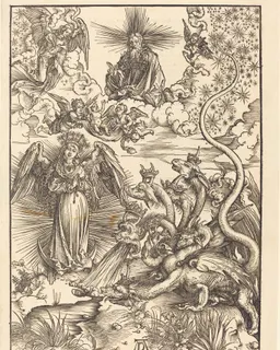 The Woman of the Apocalypse and the Seven-Headed Dragon by Albrecht Dürer