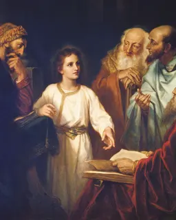Boy Jesus in the Temple (Christ in the Temple) by Heinrich Hofmann