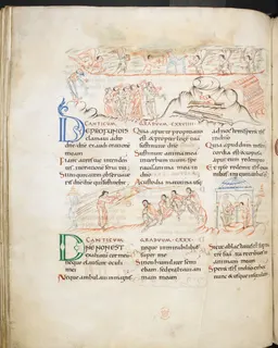 Harley Psalter, De Profundis (fol. 67v) by Master of the Harley Psalter