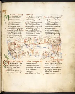 Harley Psalter, fol. 50r by Master of the Harley Psalter