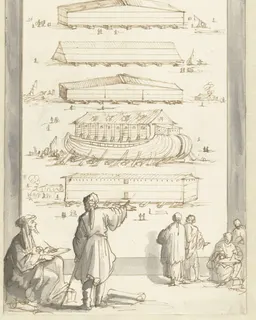 Bouw van de ark van Noach by Jan Luyken
