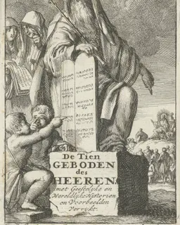 Titelpagina voor: A. Hondorffius, De tien geboden des Heeren, 1685 by Jan Luyken