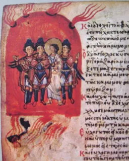 The Fiery Furnace (Khludov Psalter, Psalm 66) by Master of the Khludov Psalter