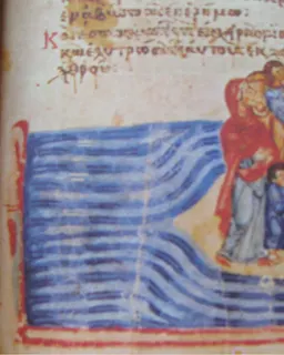 Crossing the Red Sea (Khludov Psalter, Psalm 78) by Master of the Khludov Psalter