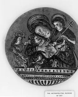 Madonna and Child between Saint John and a sainted abbess (probably Saint Catherine of Alexandria) by Anonymous