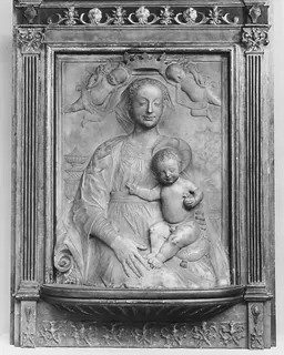 Madonna and Child crowned by angels by Master of the Marble Madonnas