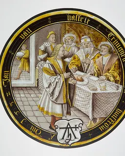 The Prodigal is Banqueted (one of eight scenes from the story of the Prodigal Son) by Anonymous