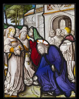 Christ and the Woman Taken in Adultery (one of a set of 12 scenes from The Life of Christ) by Jan Rombouts