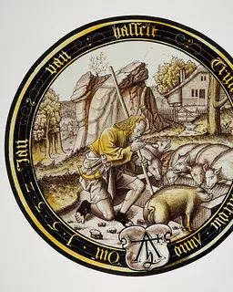 The Prodigal as a Swineherd (one of eight scenes from the story of the Prodigal Son) by Anonymous
