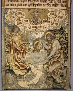 The Baptism of Christ from a set of The Passion by Martin Schongauer