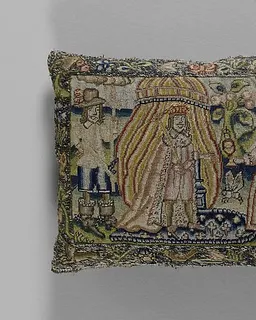 Cushion with Solomon and Sheba by Anonymous