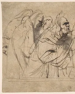 Christ and the Pharisees; verso; Christ and a Pharisee by Anthony van Dyck