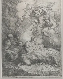 The Nativity with Angels by Bartolomeo Biscaino