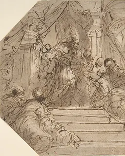 Presentation of the Virgin in the Temple by Valerio Castello