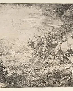 Noah and the animals entering the ark by Giovanni Benedetto Castiglione (Il Grechetto)