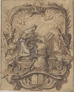 Study for a Decorated Initial A with the Annunciation by Gilles-Marie Oppenord