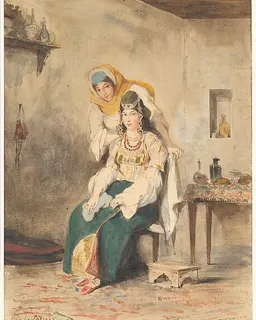 Saada, the Wife of Abraham Ben-Chimol, and Préciada, One of Their Daughters by Eugène Delacroix