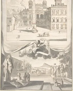 A View of the Obelisk and Saint John in Lateran (above) and a View of an Egyptian Site (?) (below) by Jan Goeree