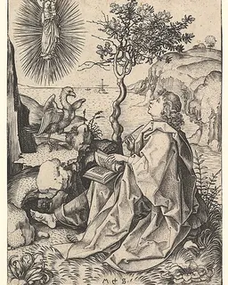 Saint John on Patmos by Martin Schongauer