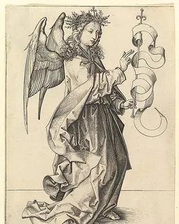 The Annunciation: The  Angel Gabriel by Martin Schongauer