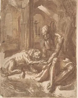 Saint Jerome and the Lion by Anonymous, Italian, Roman-Bolognese, 17th century