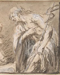 Christ in Limbo (recto); Saint with Rosary (verso) by Anonymous, Italian, Roman-Bolognese, 17th century