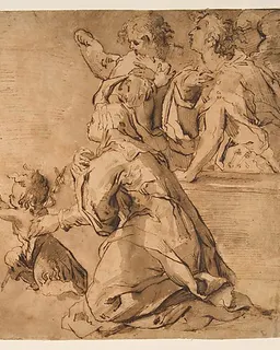 Madonna and Child with Saint John, Saint Anne, and Two Angels in Adoration by Francesco Stringa