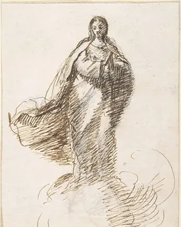 Virgin of the Immaculate Conception Standing on Clouds by Pedro  Duque Cornejo