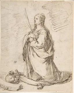 Kneeling Figure of Saint Catherine of Alexandria by Anonymous, Spanish, School of Seville, 17th century