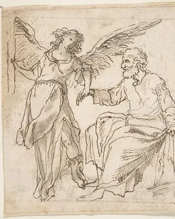 Angel Leading Saint Peter out of Prison (?) by Anonymous, Spanish, School of Seville, 17th century