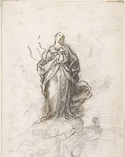 Virgin of the Immaculate Conception Standing on Clouds by Pedro  Duque Cornejo