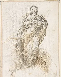 Virgin of the Immaculate Conception Standing on Clouds by Pedro  Duque Cornejo
