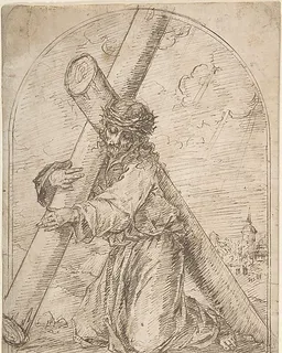 Christ Kneeling, Carrying the Cross by Anonymous, Spanish, 16th century