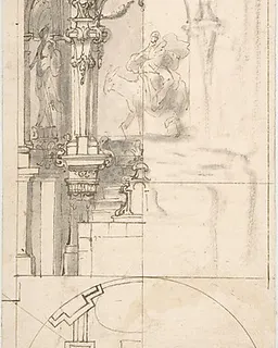 Design for a Chapel with Flight into Egypt as Altarpiece by Anonymous, Spanish, 17th century